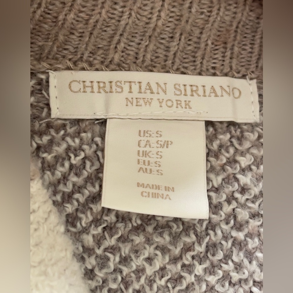 Christian Siriano  Long Sleeve Mock Neck Beige & Cream Plaid Sweater Size Small - Picture 4 of 5